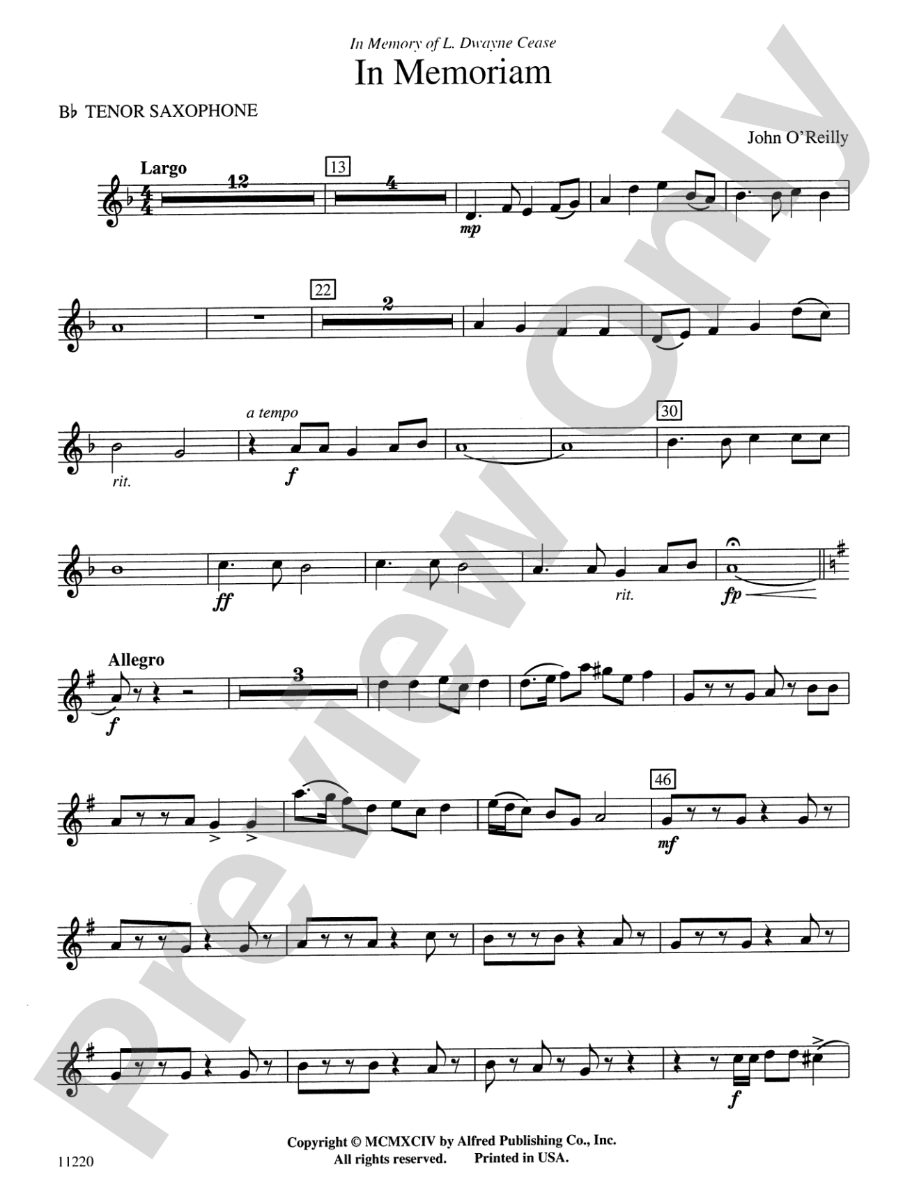 In Memoriam: B-flat Tenor Saxophone