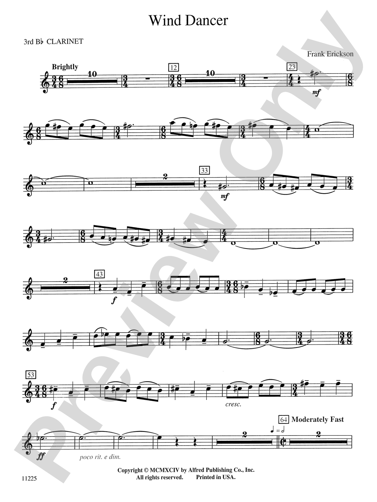Wind Dancer: 3rd B-flat Clarinet