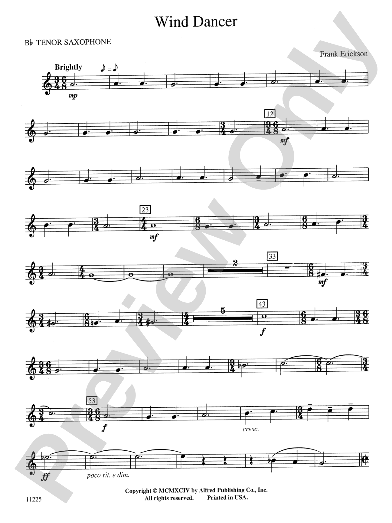 Wind Dancer: B-flat Tenor Saxophone