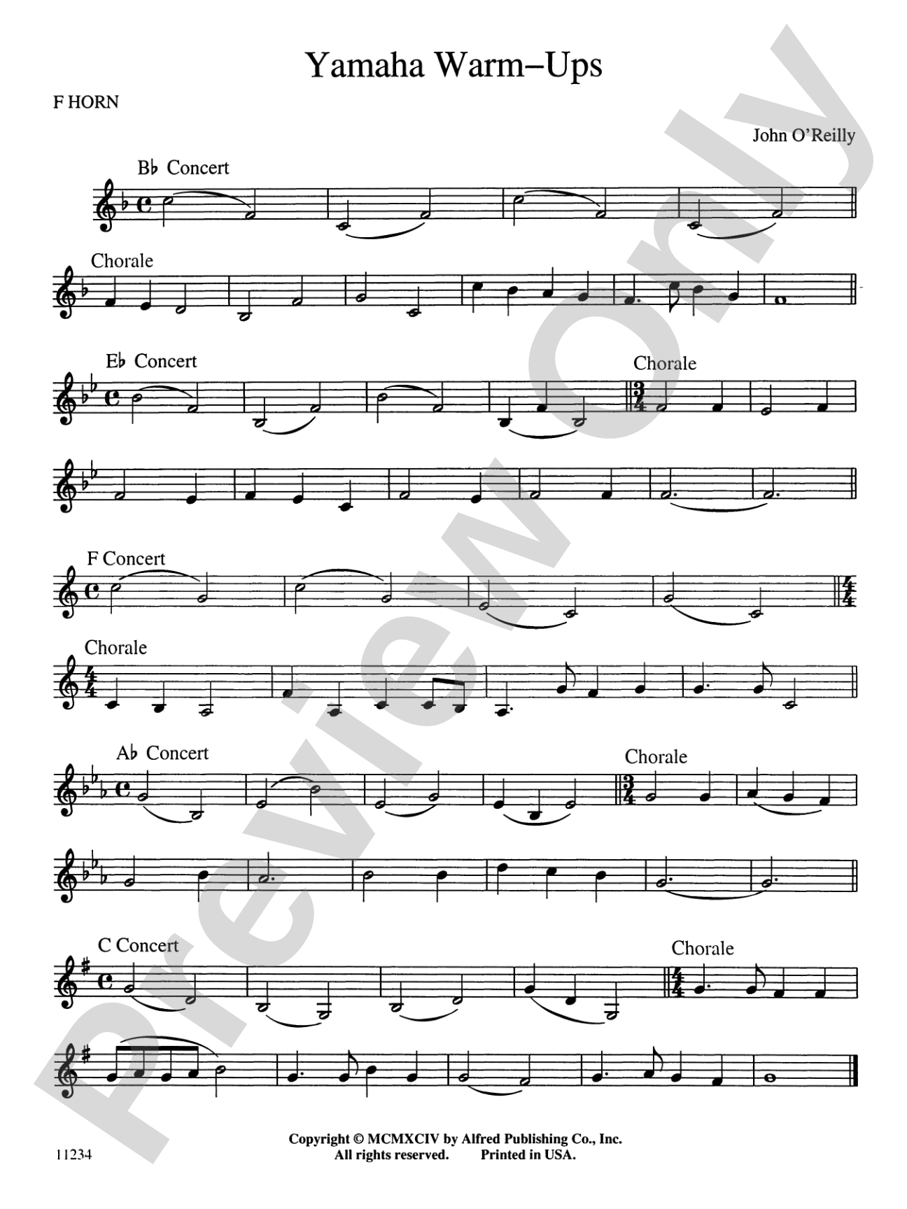 Yamaha Warm-Ups: 1st F Horn