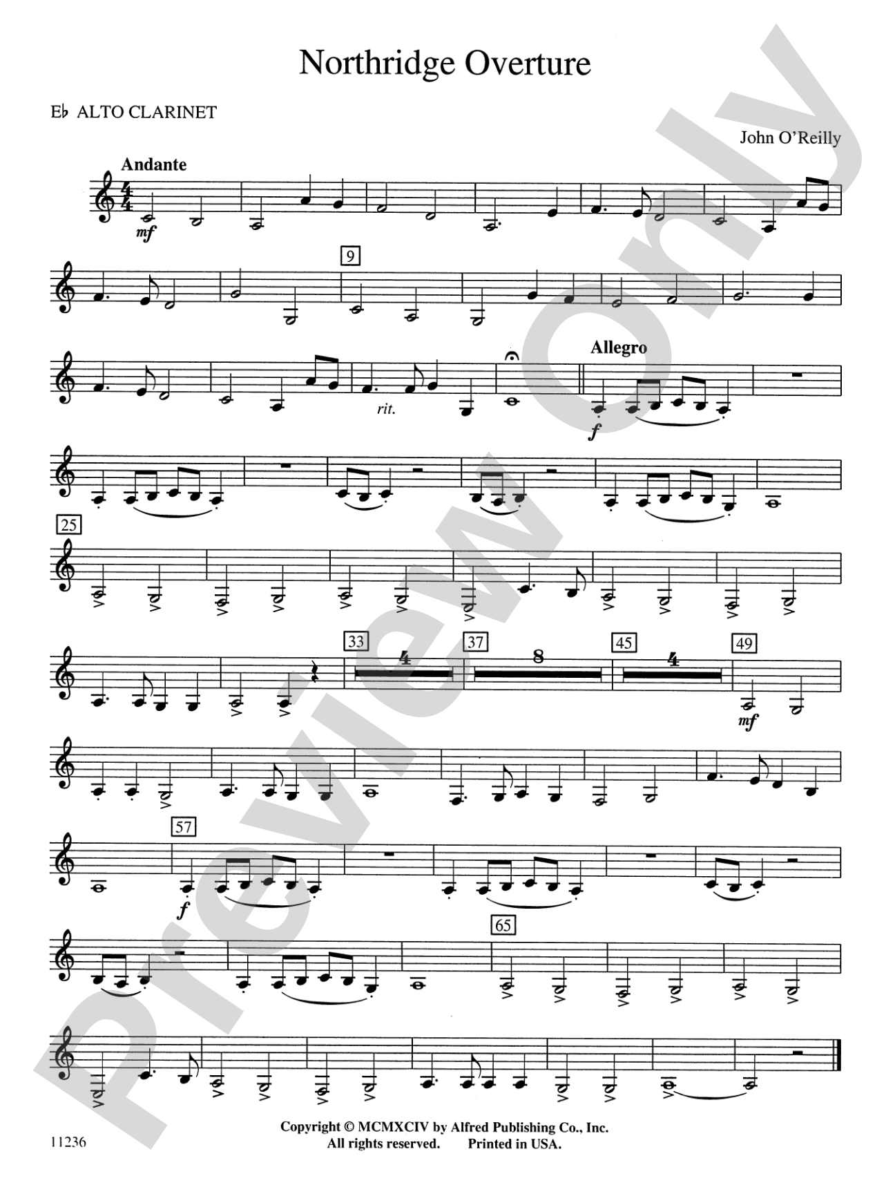 Northridge Overture: E-flat Alto Clarinet