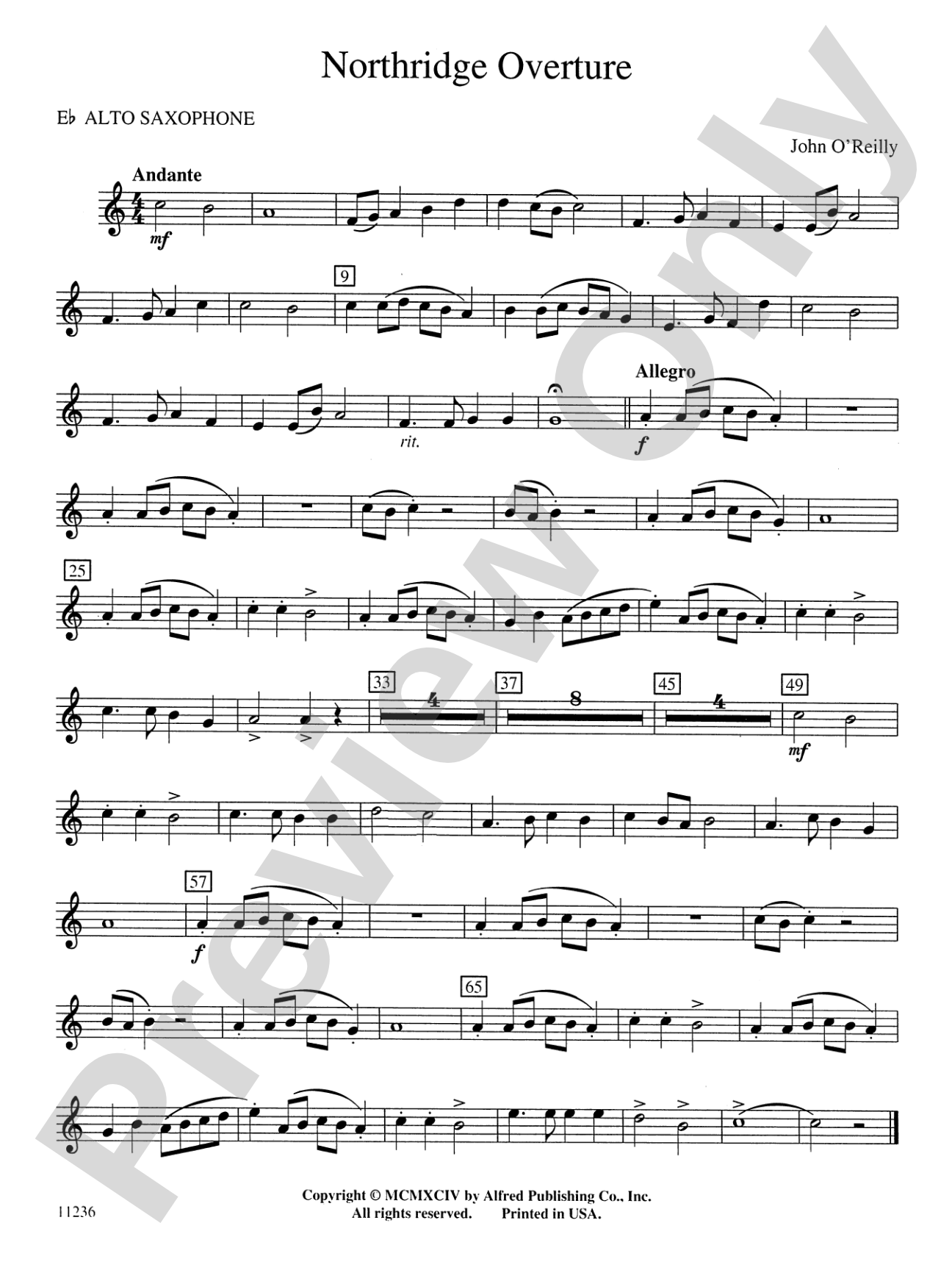 Northridge Overture: E-flat Alto Saxophone