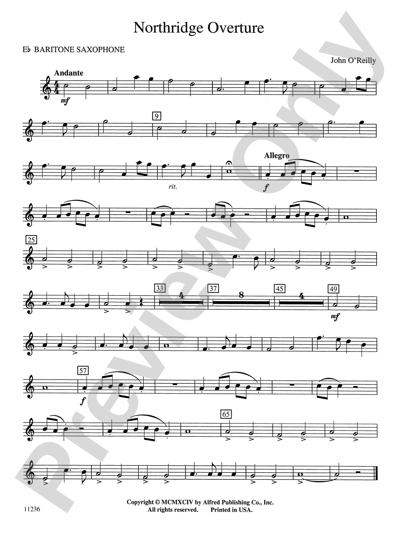 Northridge Overture: E-flat Baritone Saxophone