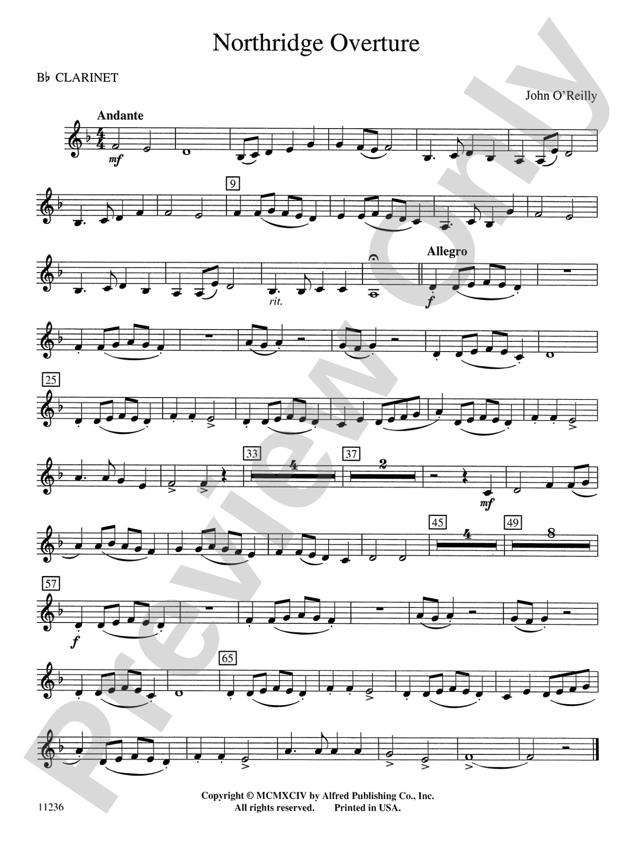 Northridge Overture: 1st B-flat Clarinet