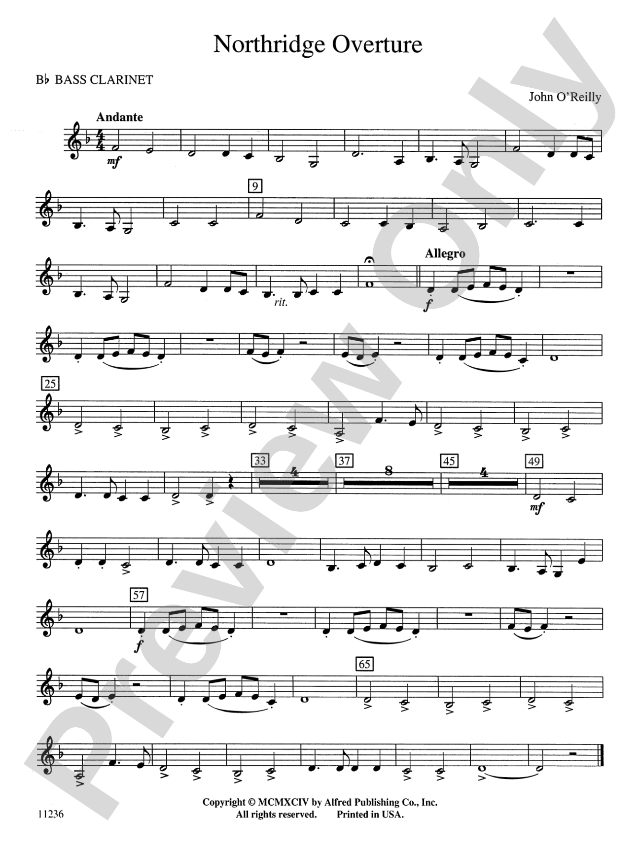 Northridge Overture: B-flat Bass Clarinet