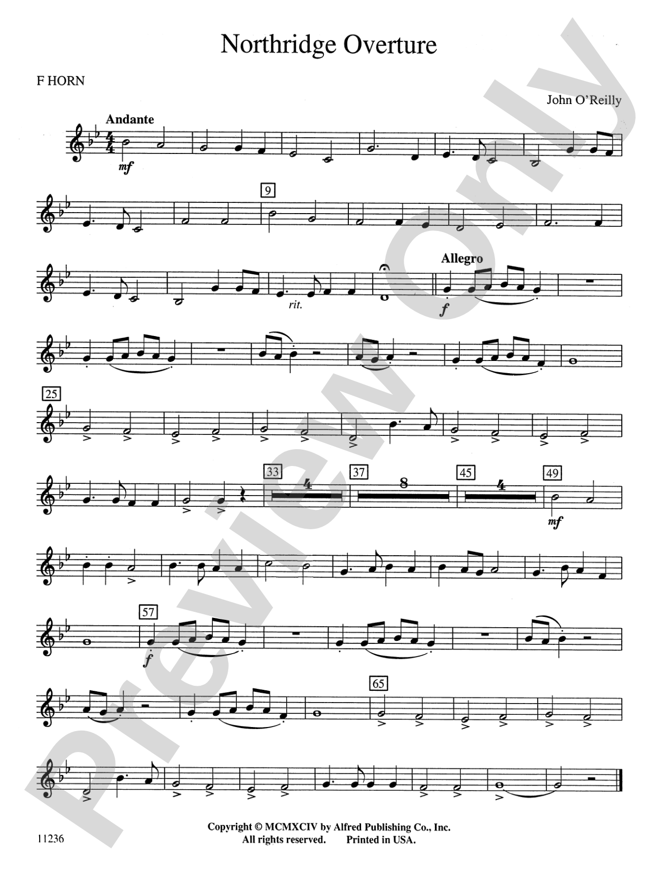 Northridge Overture: 1st F Horn