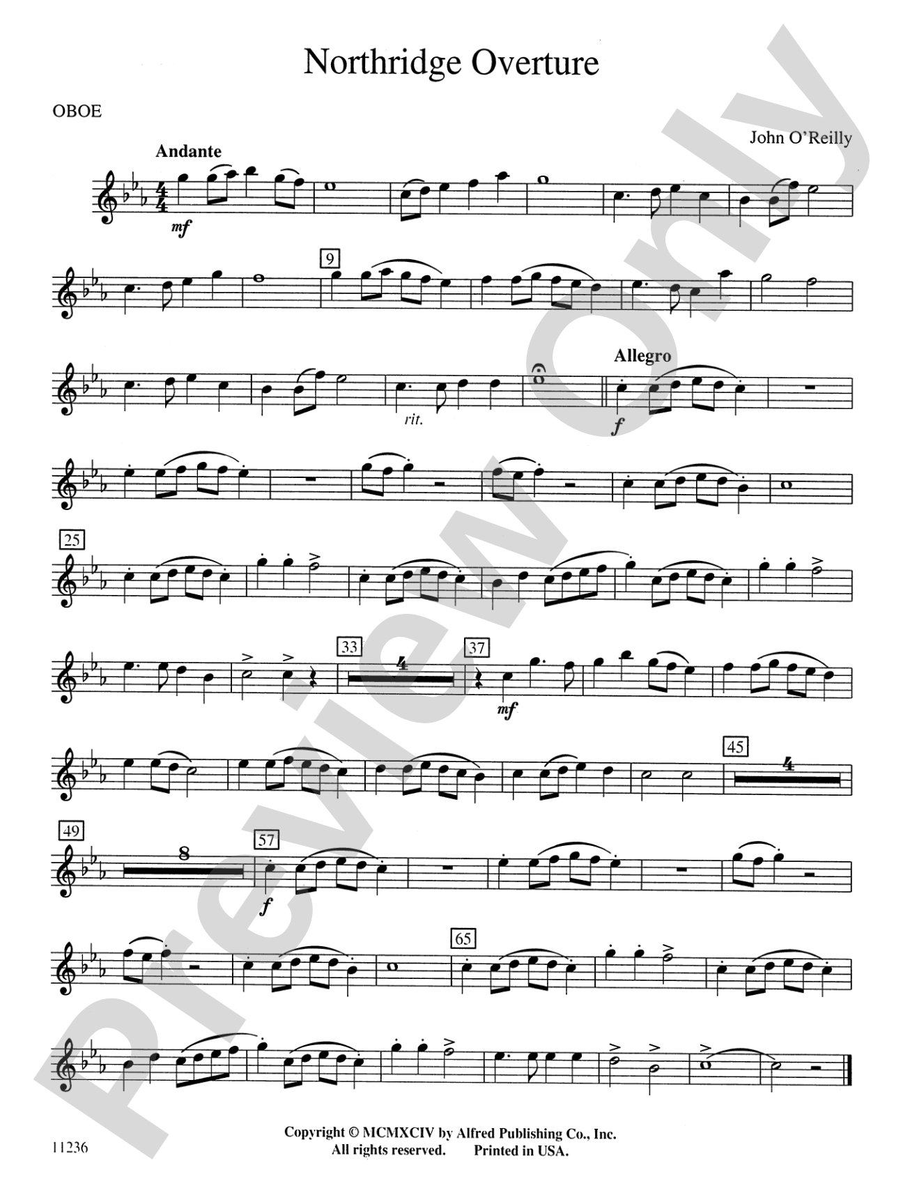 Northridge Overture: Oboe
