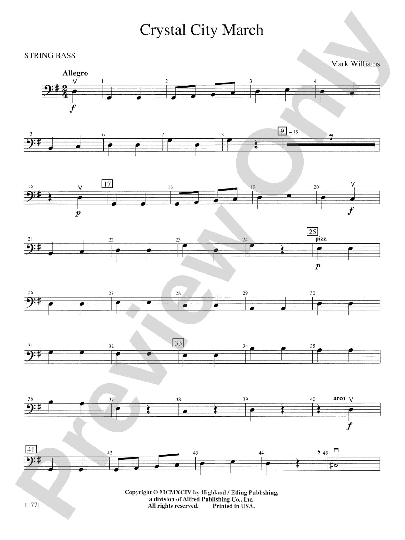 Crystal City March: String Bass