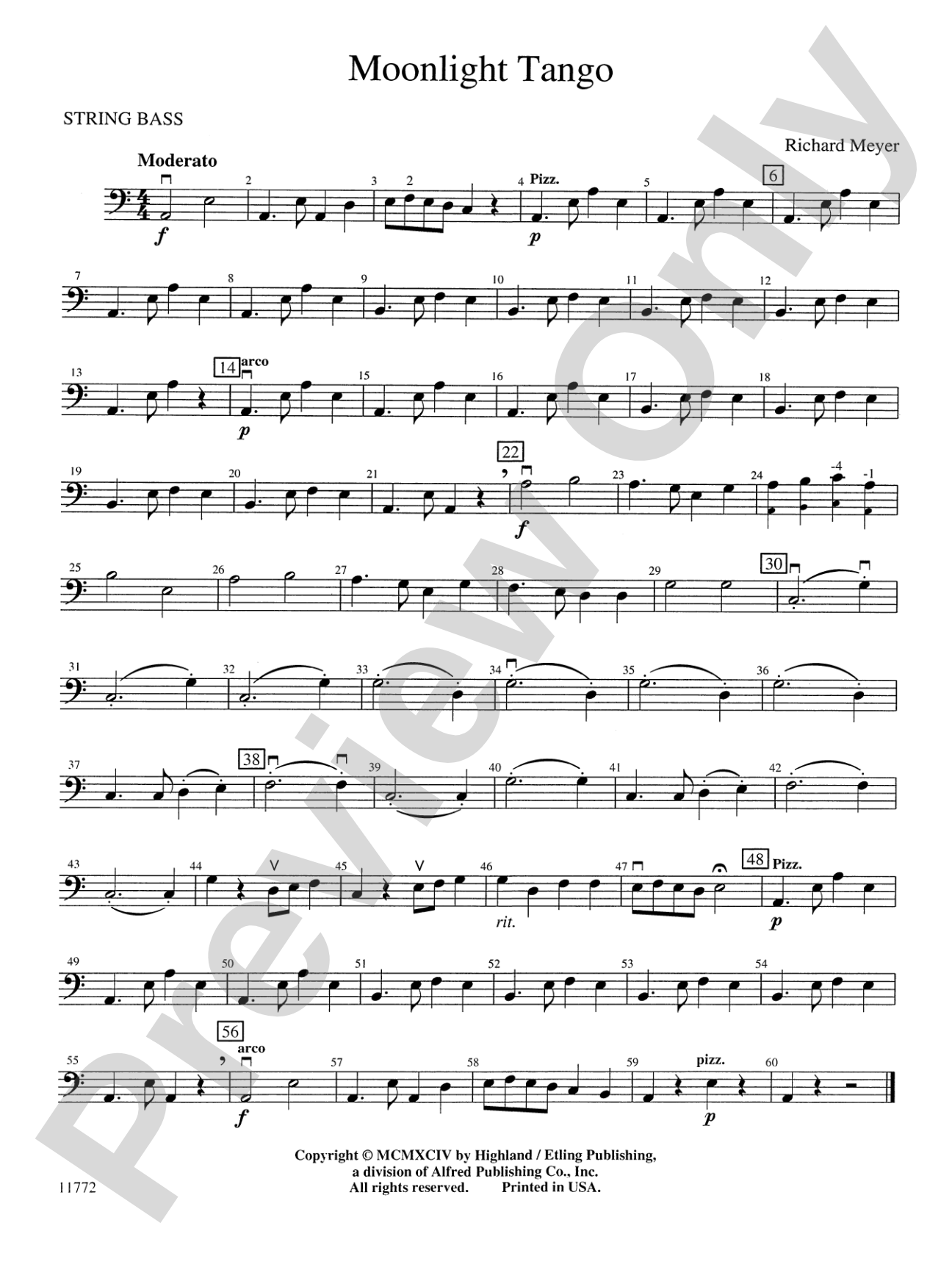 Moonlight Tango: String Bass