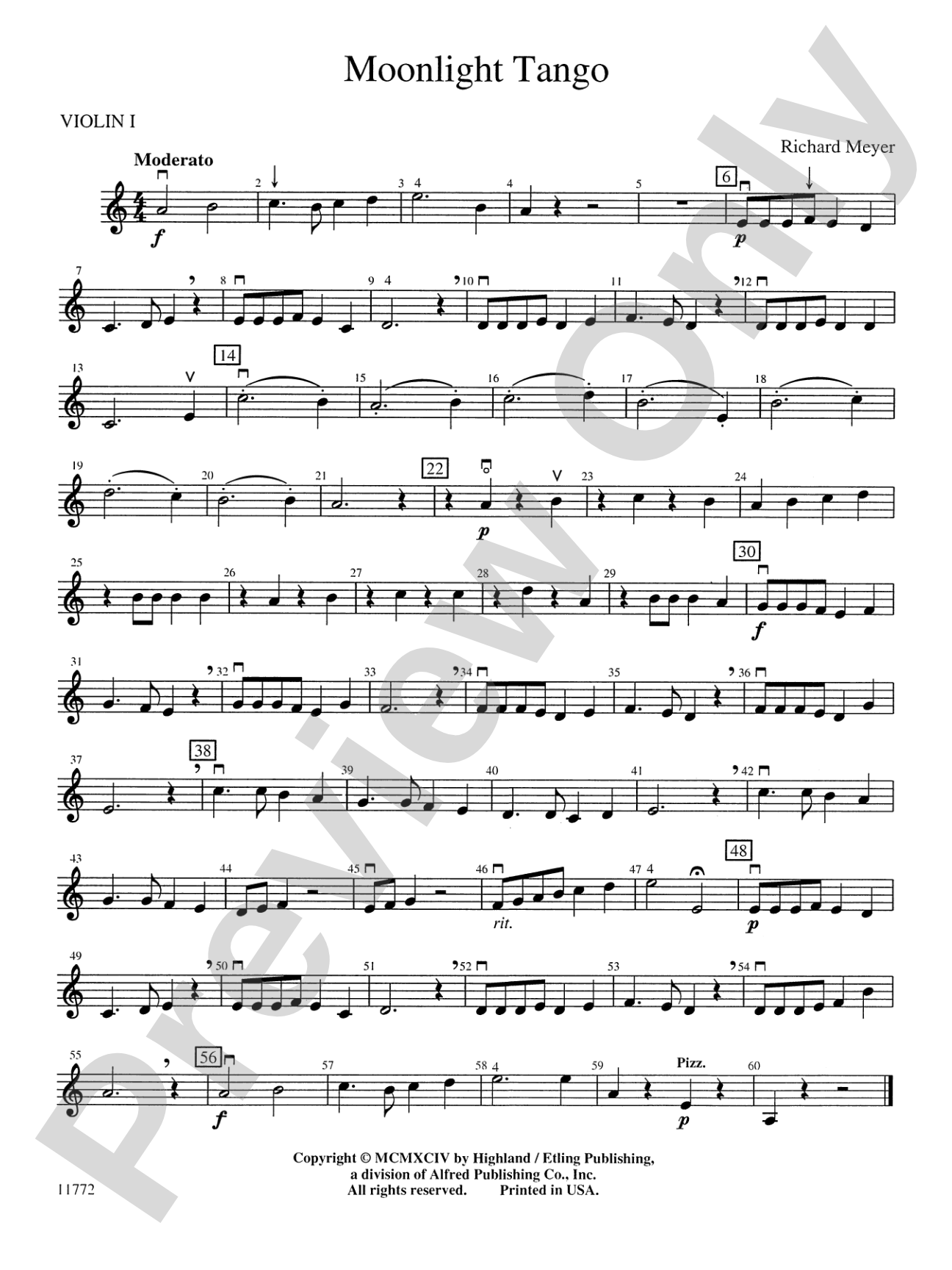 Moonlight Tango: 1st Violin