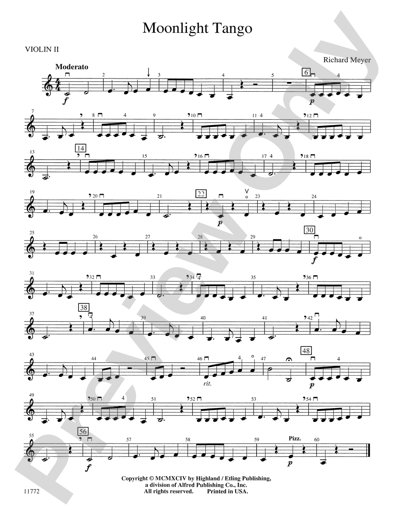 Moonlight Tango: 2nd Violin