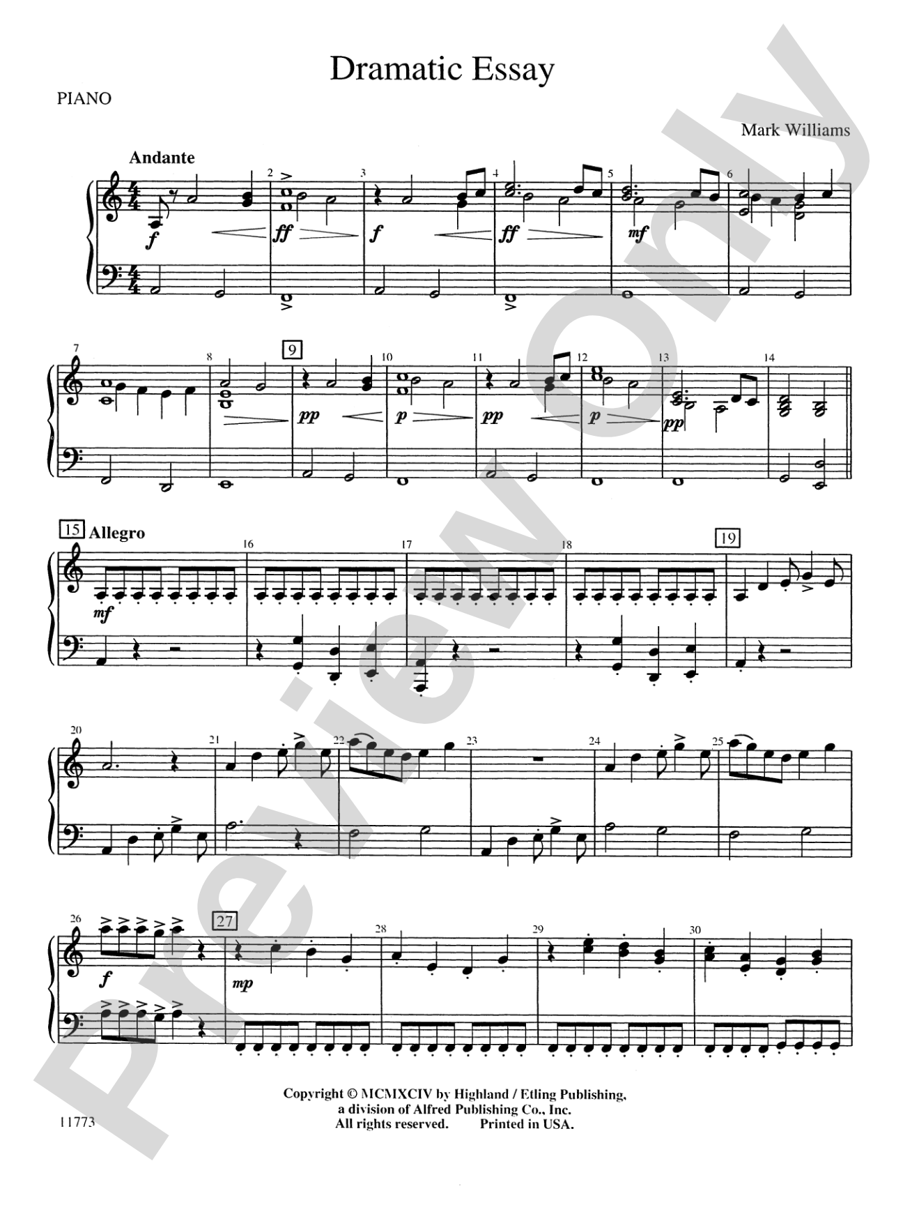 Dramatic Essay: Piano Accompaniment