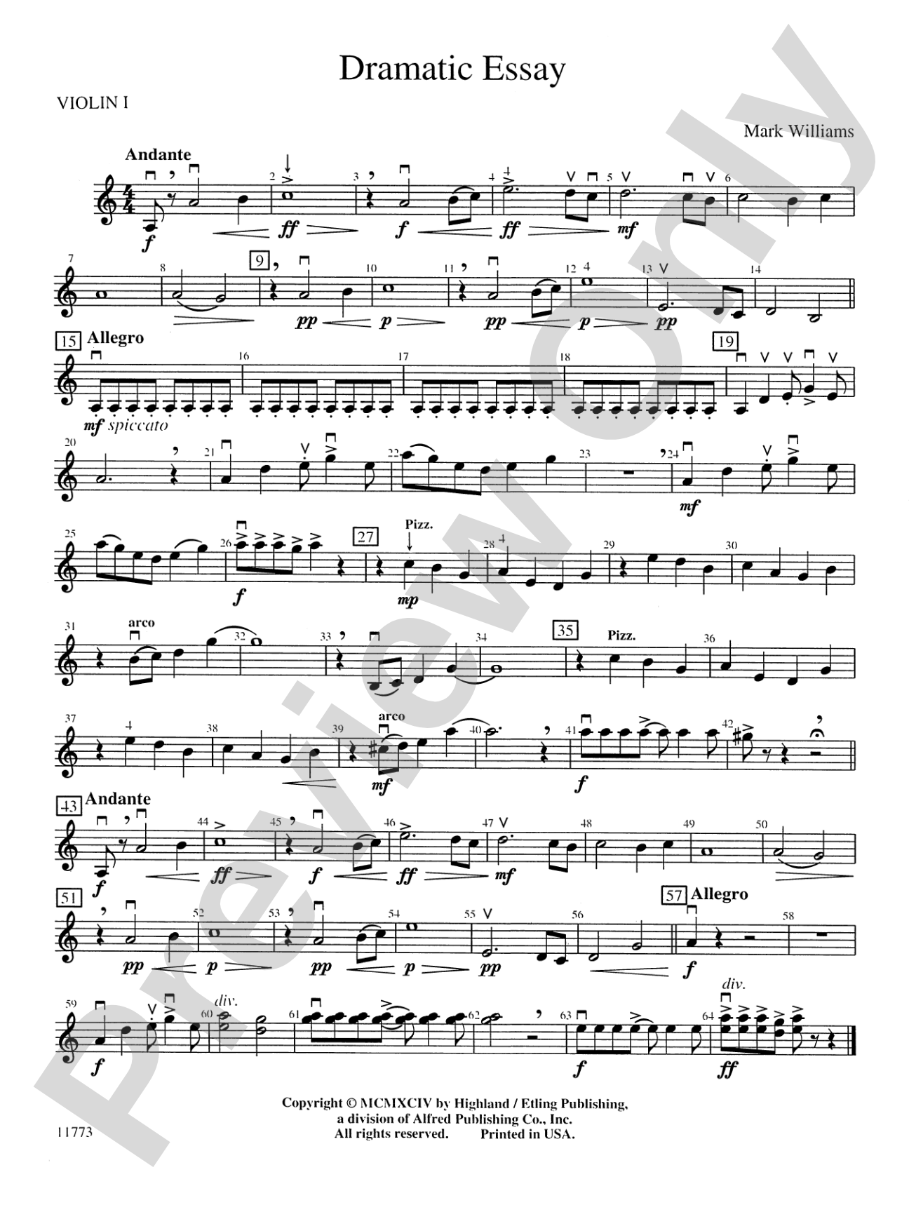 Dramatic Essay: 1st Violin