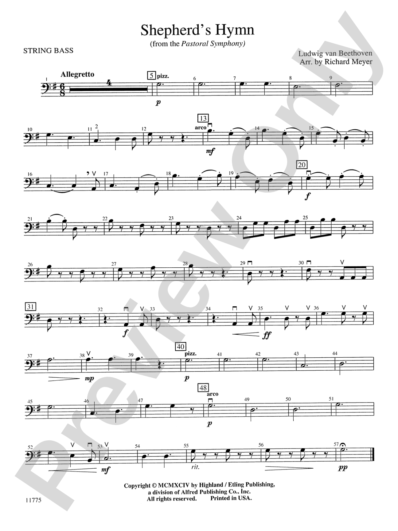 Shepherd's Hymn: String Bass