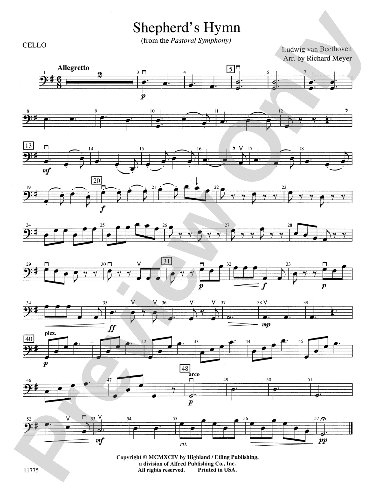Shepherd's Hymn: Cello