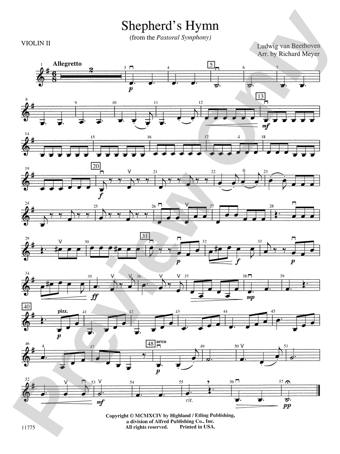 Shepherd's Hymn: 2nd Violin