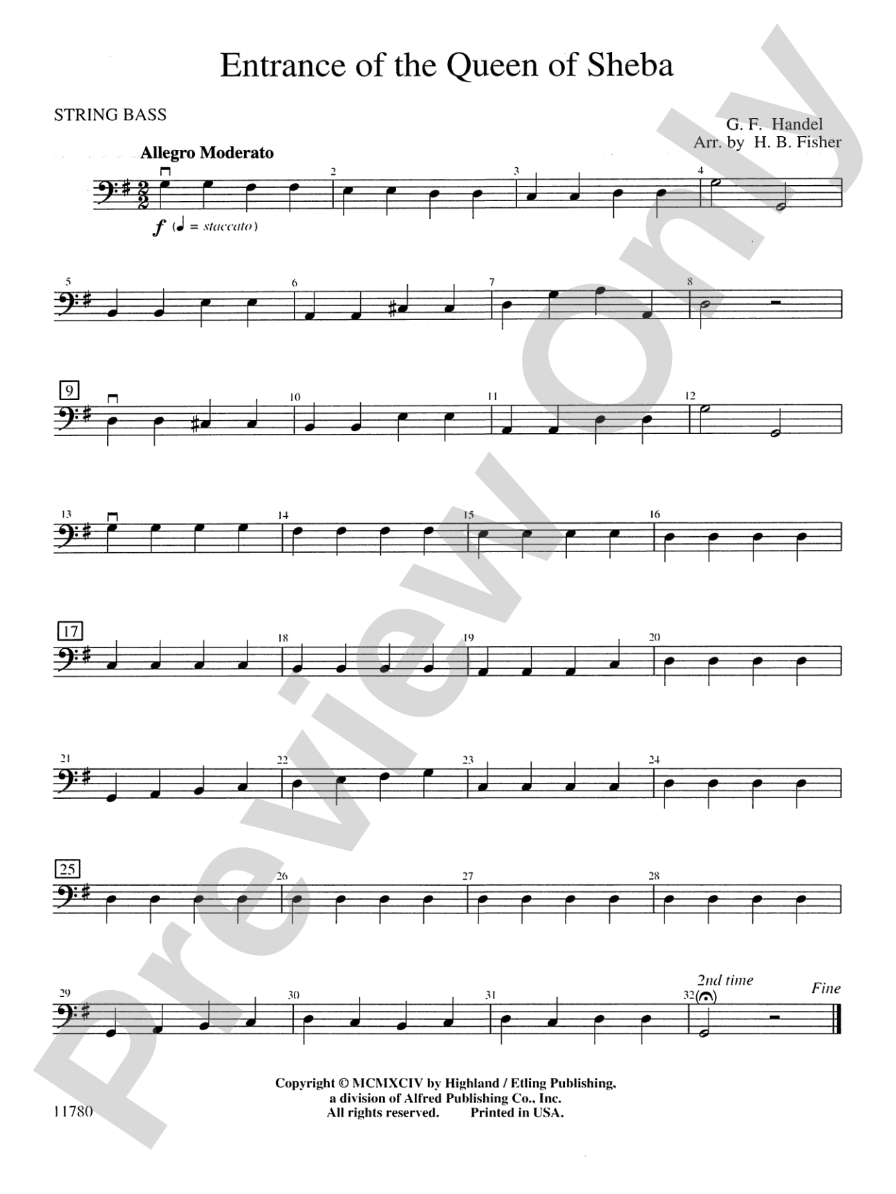 Entrance of the Queen of Sheba: String Bass