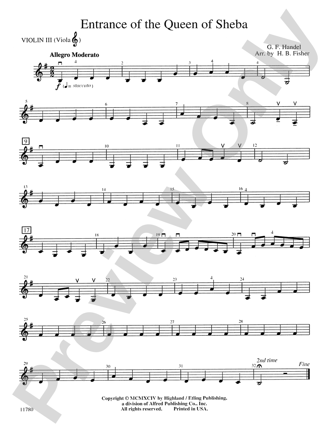 Entrance of the Queen of Sheba: 3rd Violin (Viola [TC])