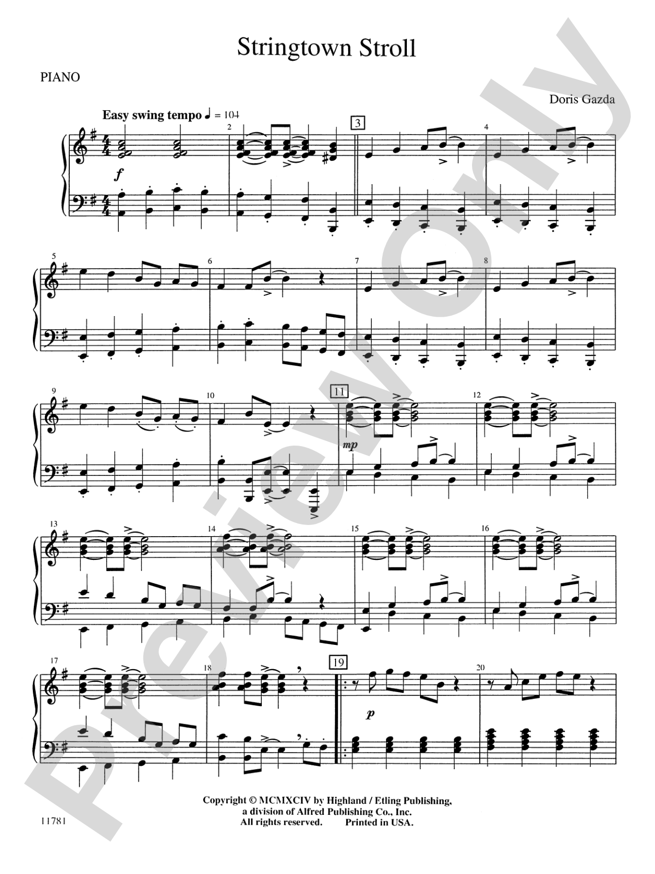 Stringtown Stroll: Piano Accompaniment