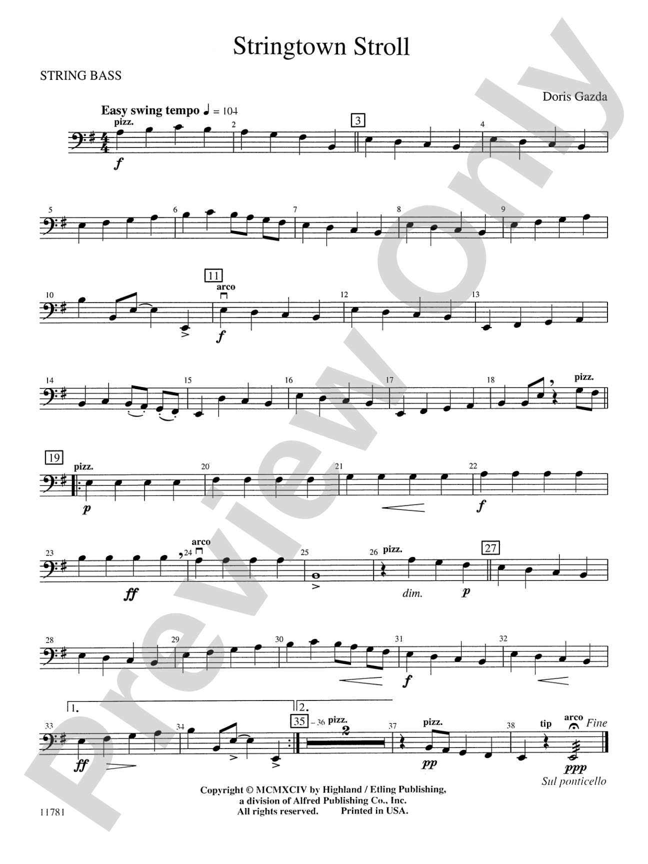 Stringtown Stroll: String Bass