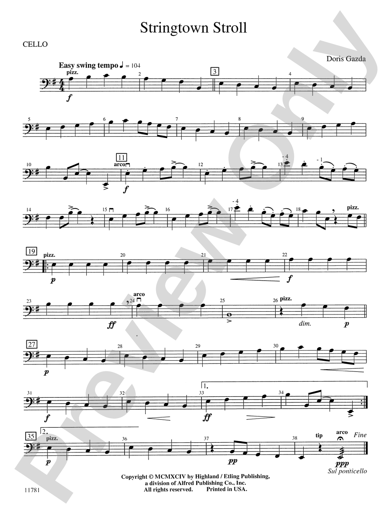 Stringtown Stroll: Cello