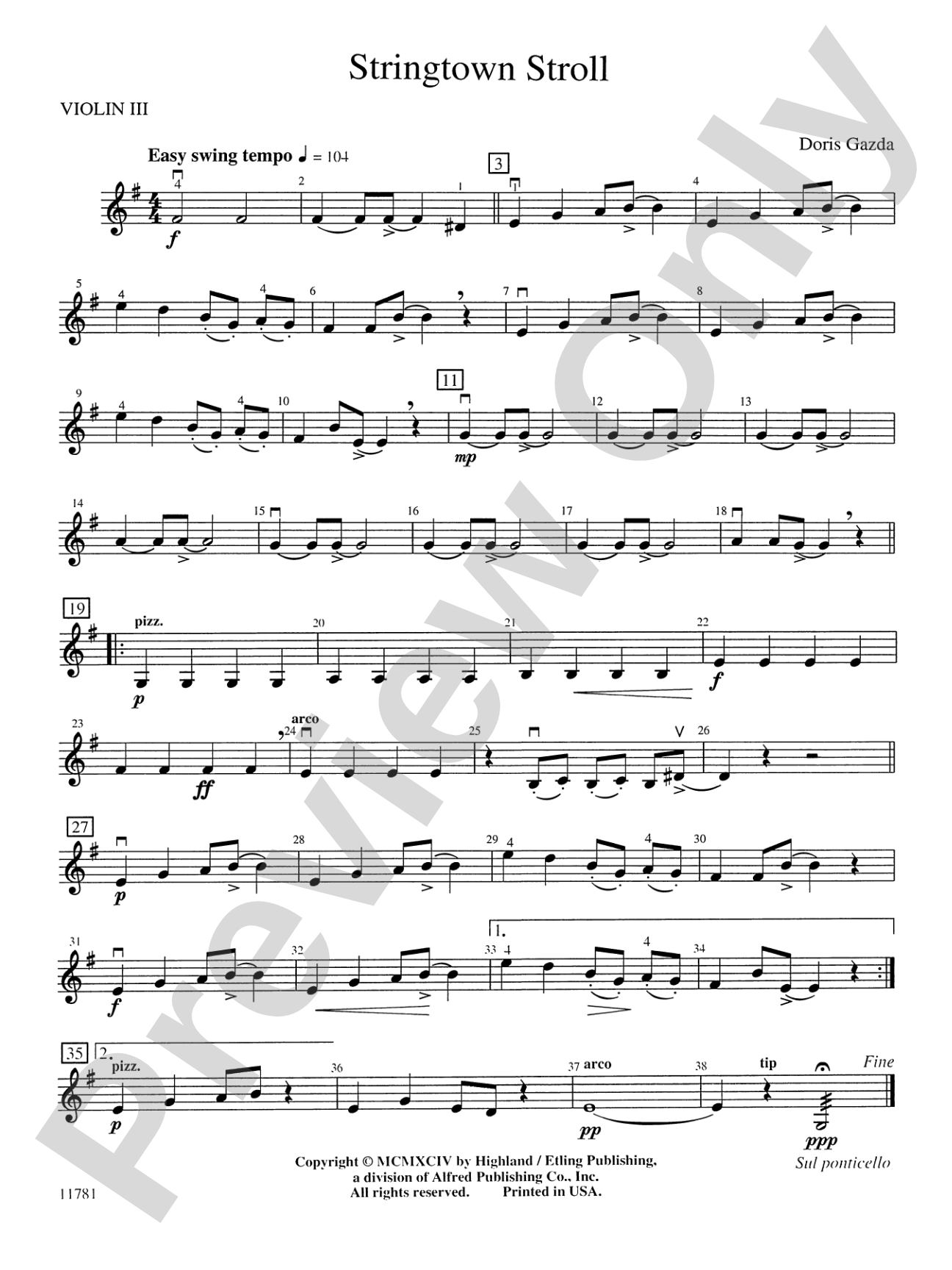 Stringtown Stroll: 3rd Violin (Viola [TC])