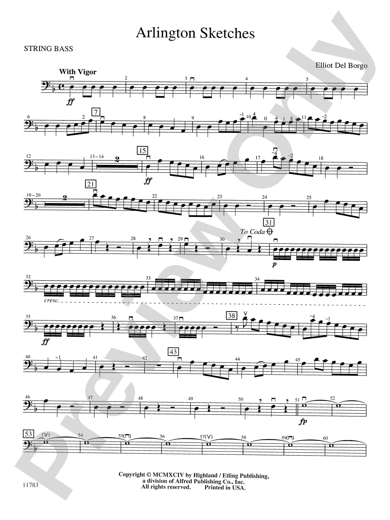 Arlington Sketches: String Bass