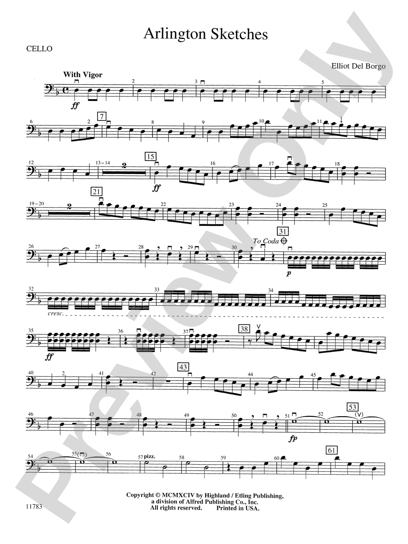 Arlington Sketches: Cello
