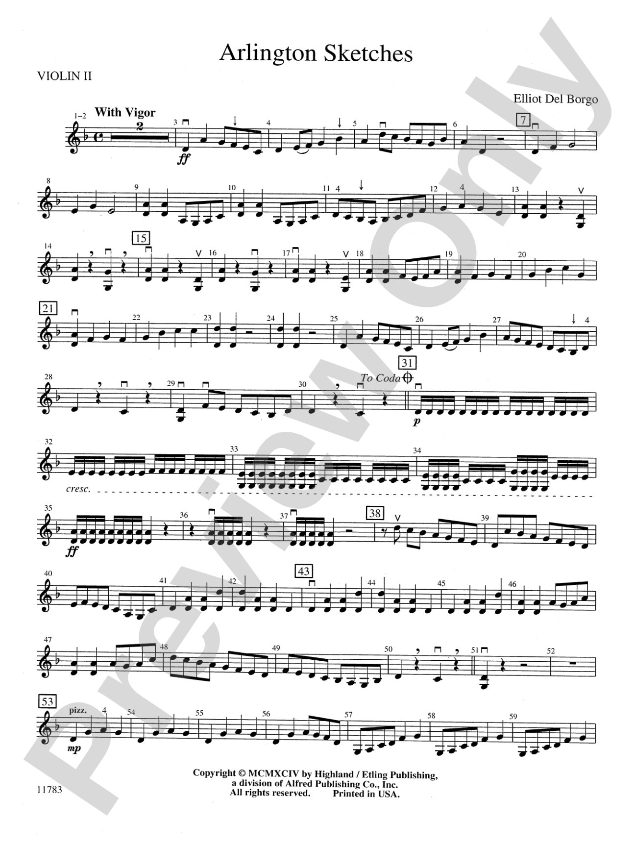 Arlington Sketches: 2nd Violin