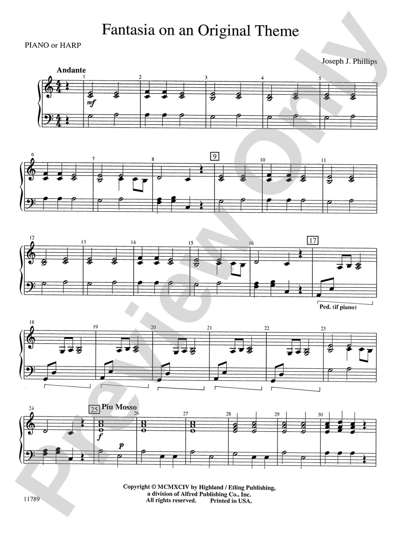 Fantasia on an Original Theme: Piano Accompaniment