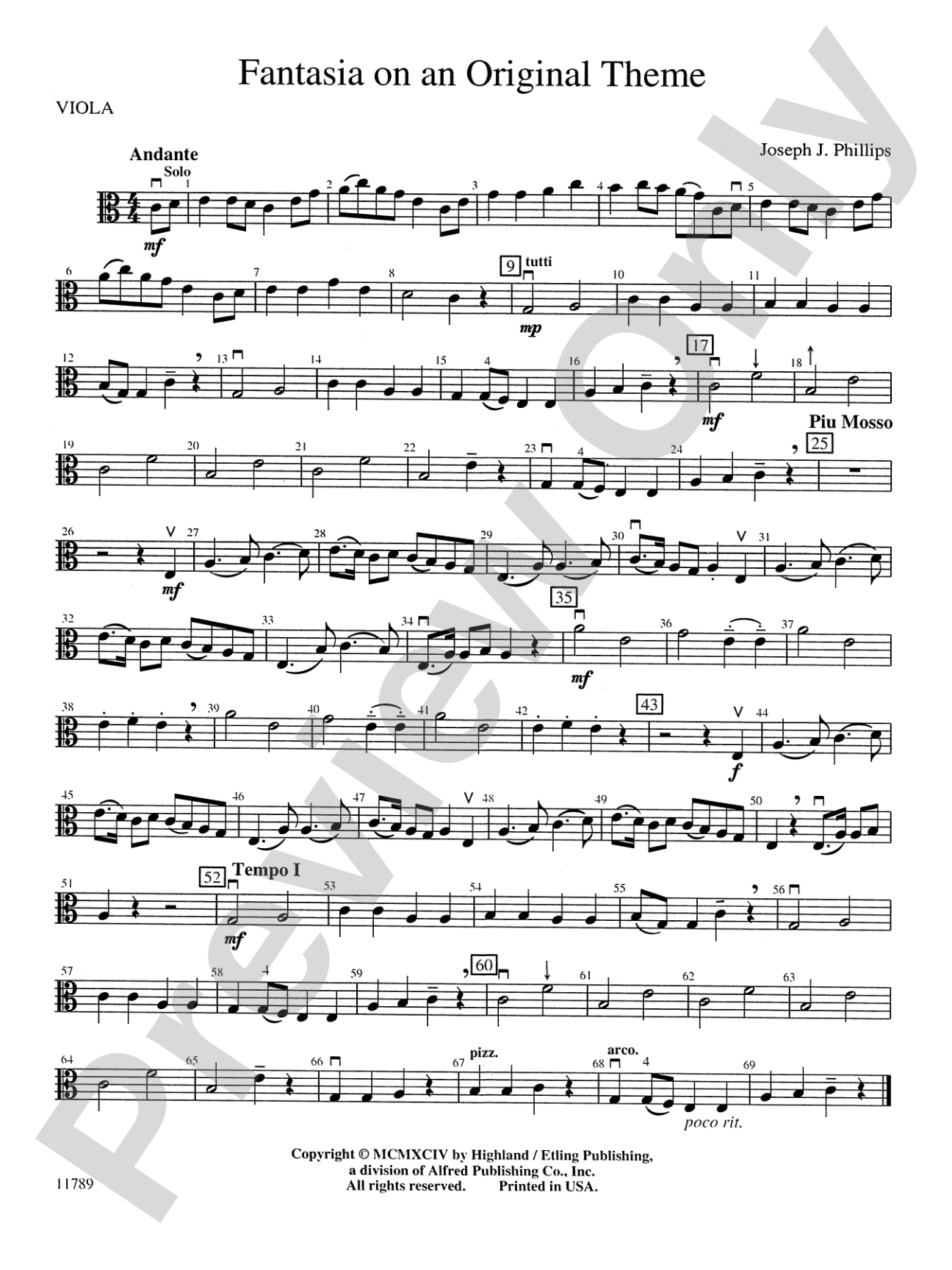 Fantasia on an Original Theme: Viola