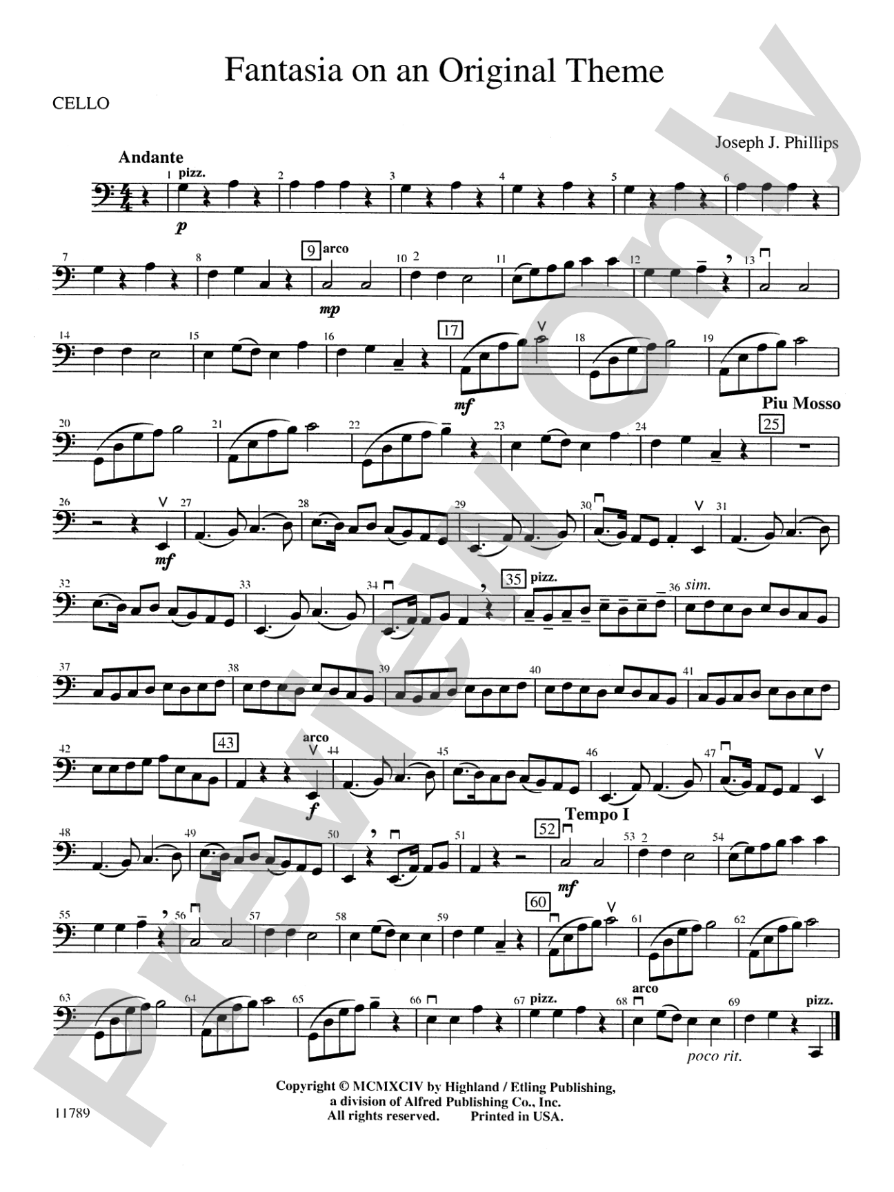 Fantasia on an Original Theme: Cello