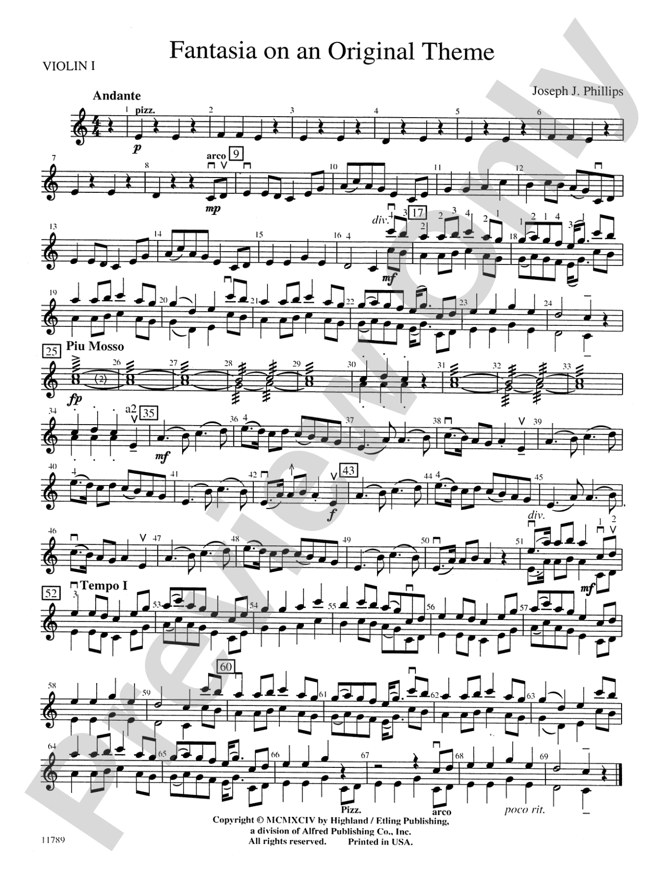 Fantasia on an Original Theme: 1st Violin