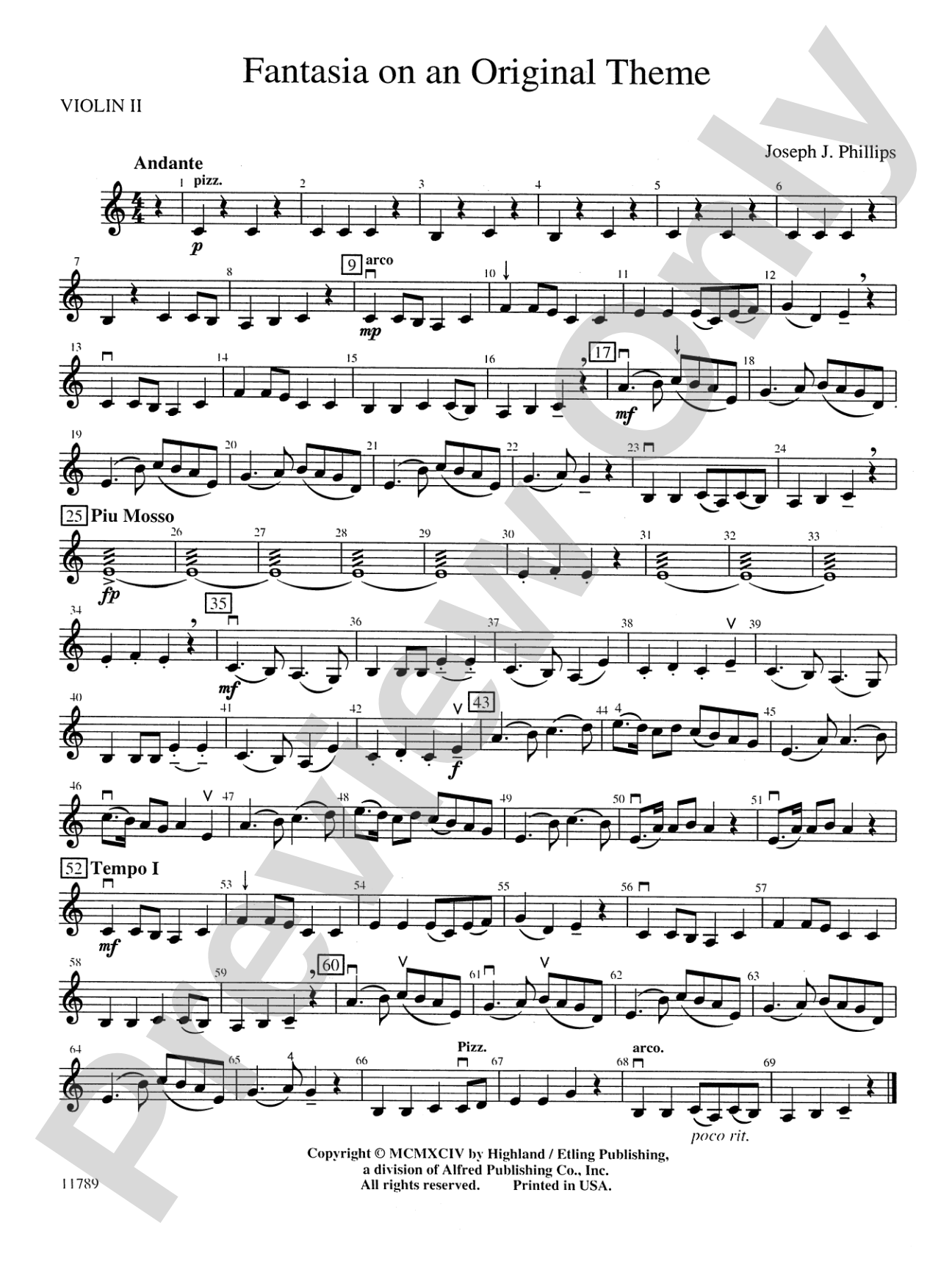 Fantasia on an Original Theme: 2nd Violin