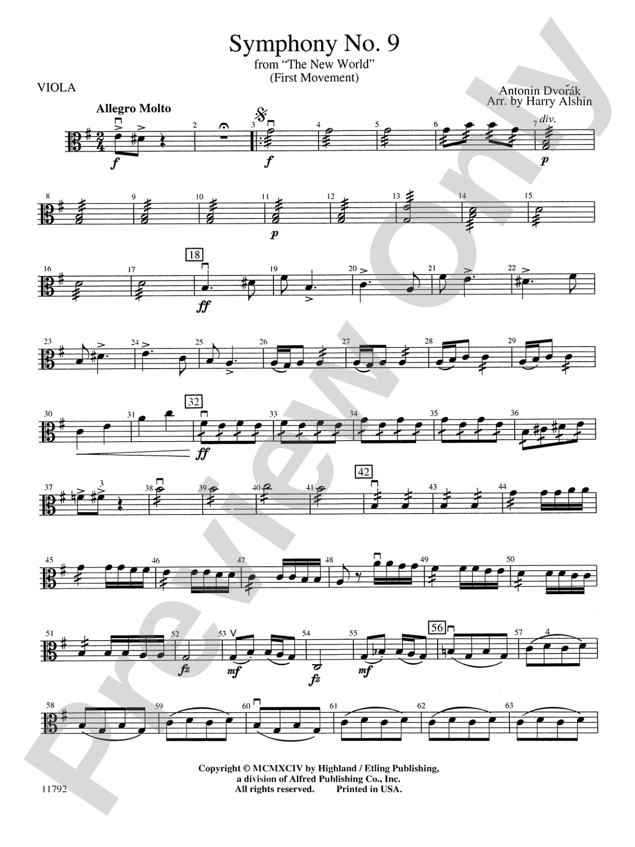 New World Symphony: Viola