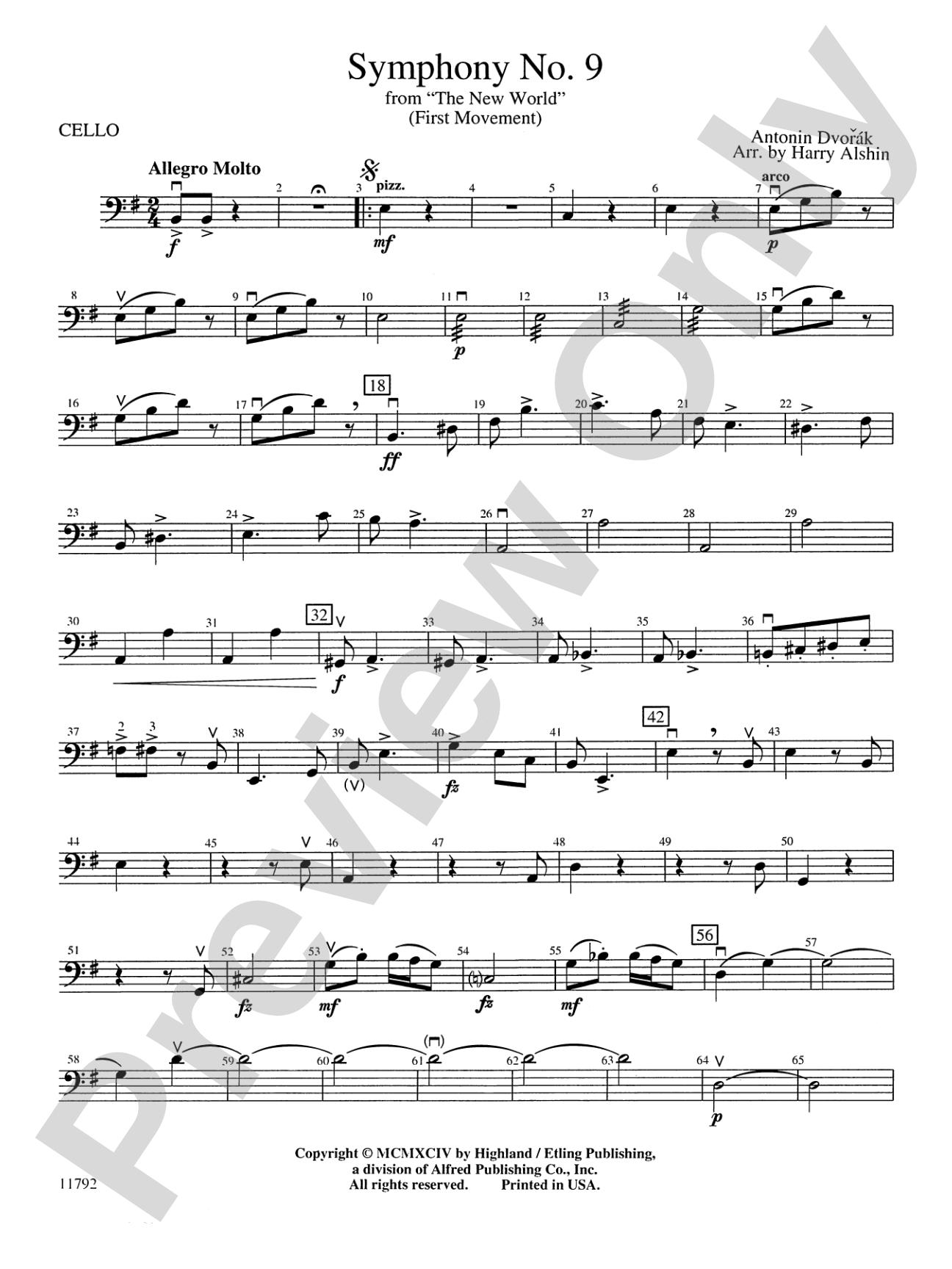 New World Symphony: Cello