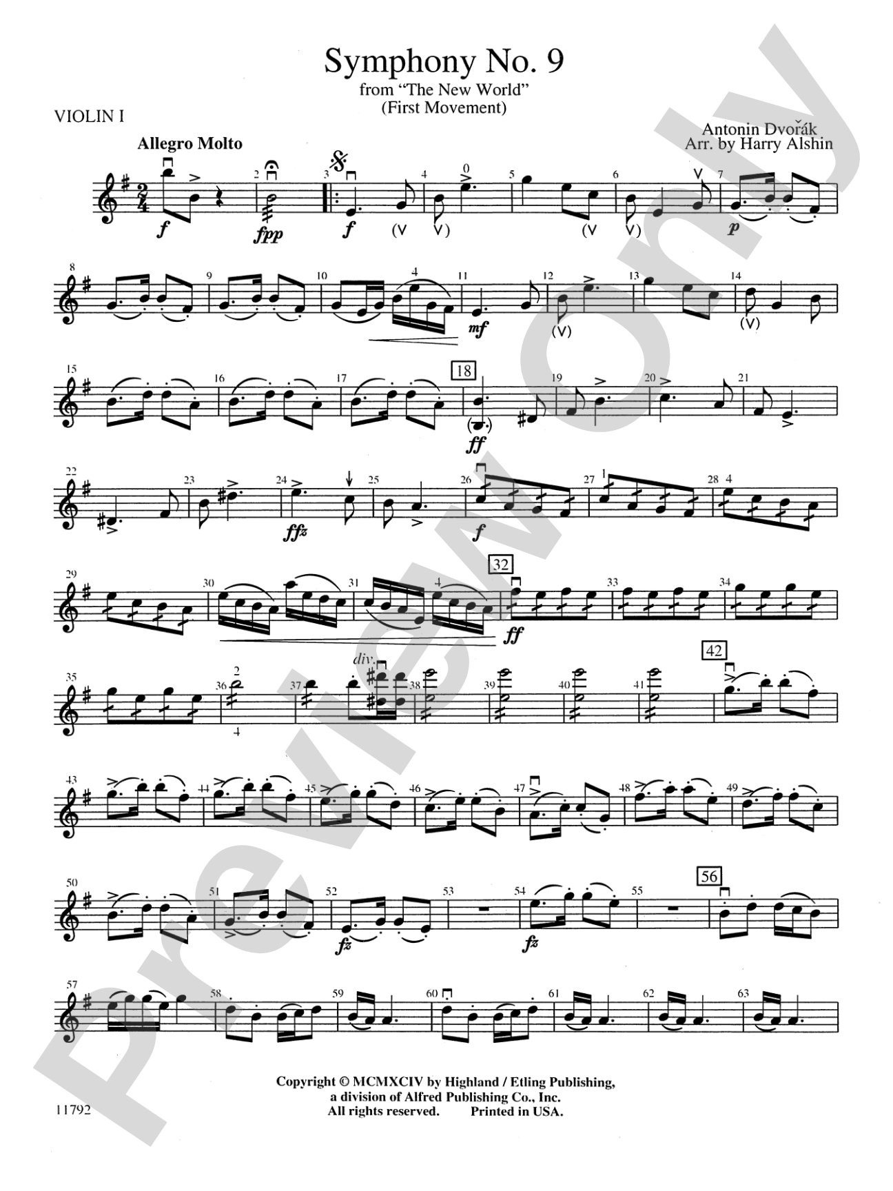 New World Symphony: 1st Violin