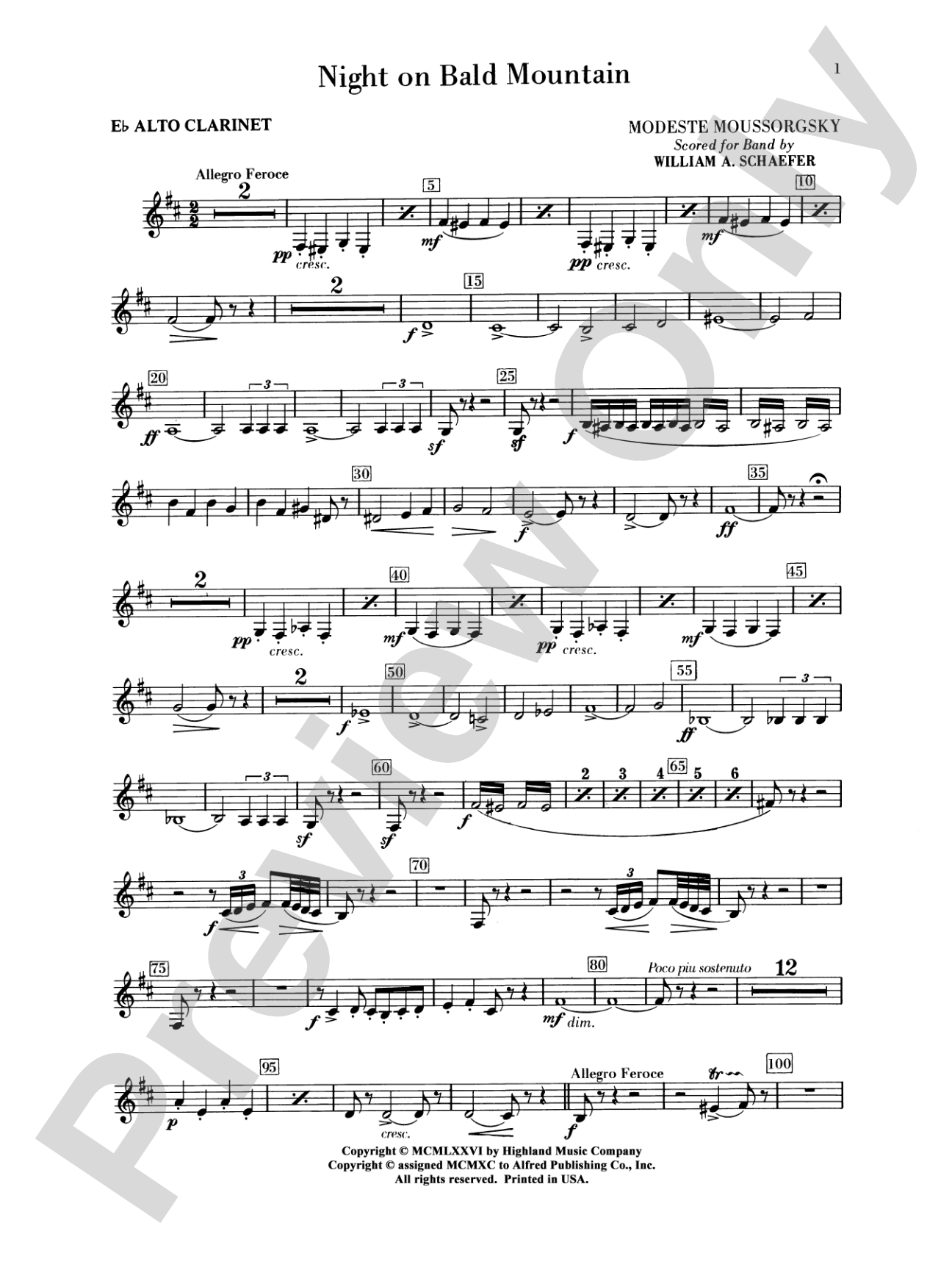 Night on Bald Mountain: E-flat Alto Clarinet