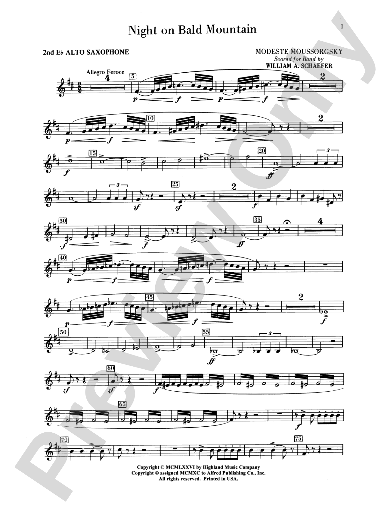 Night on Bald Mountain: 2nd E-flat Alto Saxophone