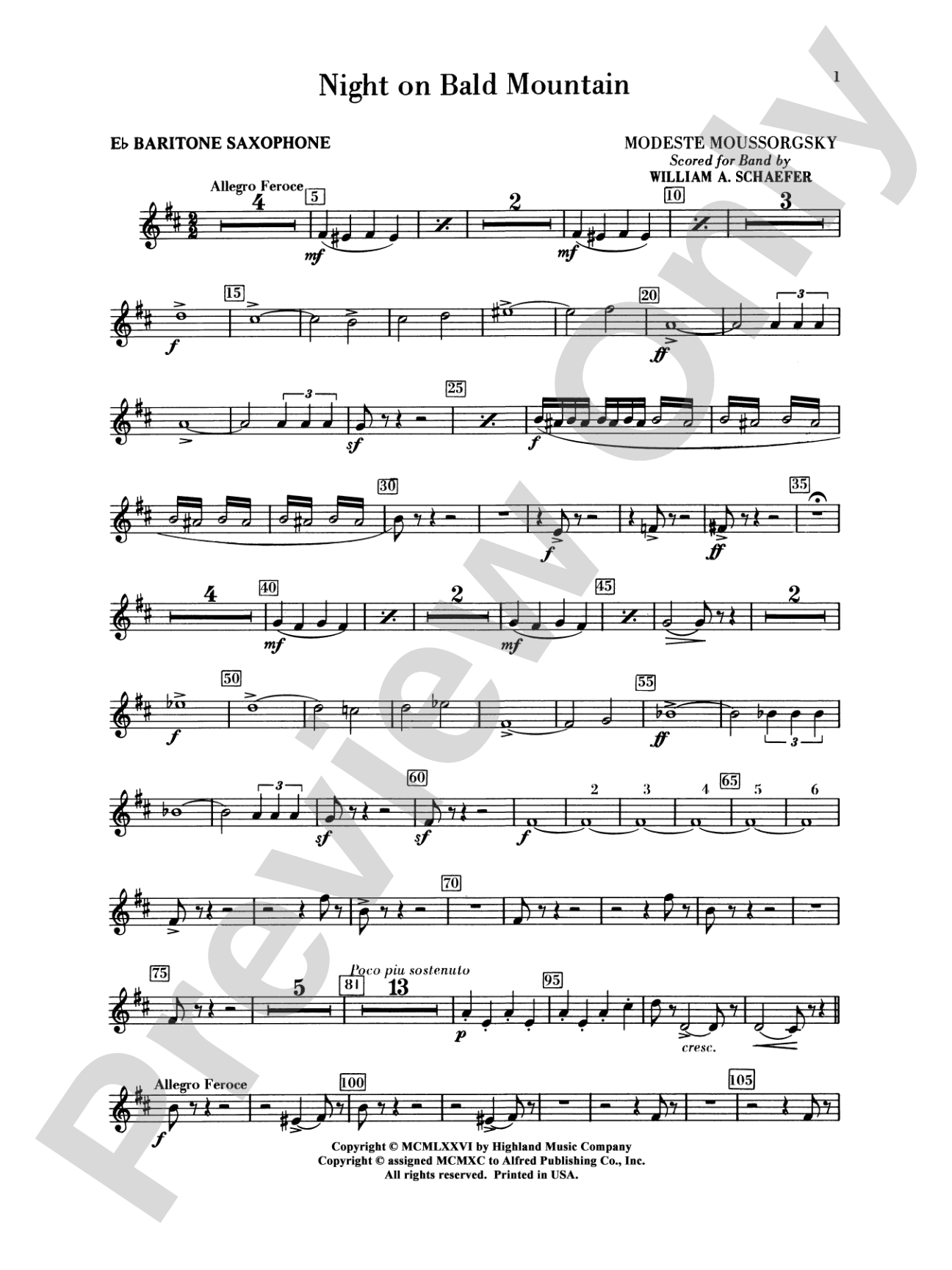 Night on Bald Mountain: E-flat Baritone Saxophone