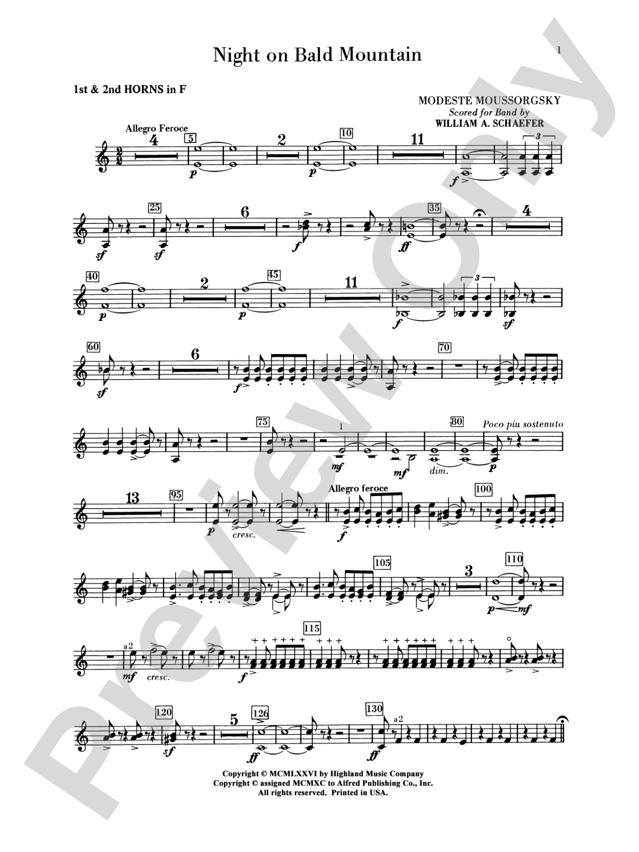 Night on Bald Mountain: 1st F Horn