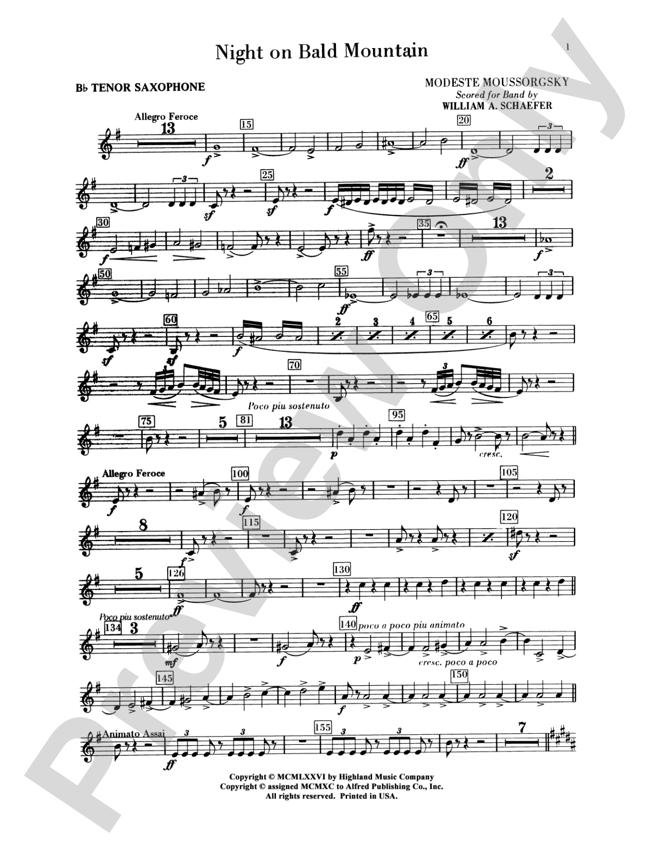 Night on Bald Mountain: B-flat Tenor Saxophone