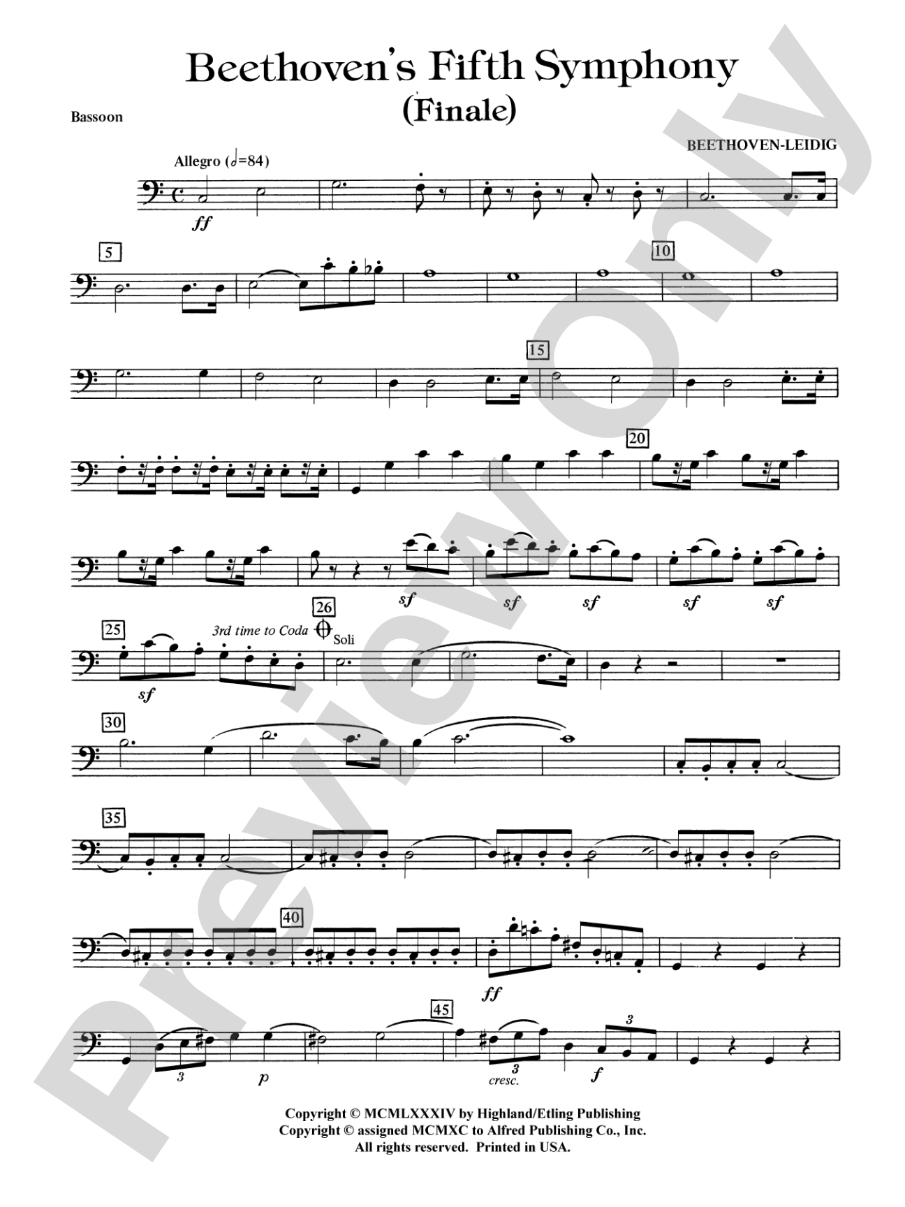 Beethoven's 5th Symphony, Finale: Bassoon
