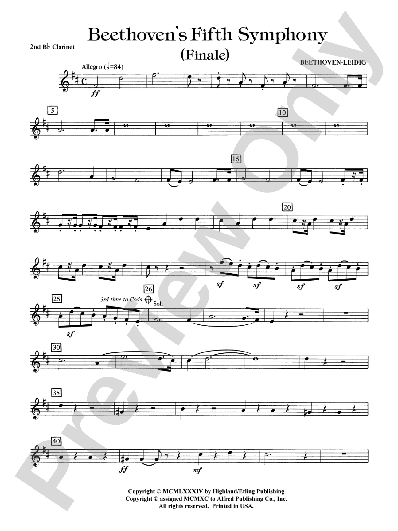 Beethoven's 5th Symphony, Finale: 2nd B-flat Clarinet