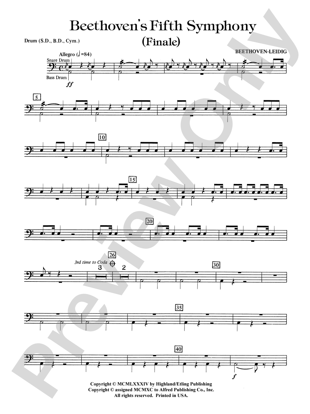 Beethoven's 5th Symphony, Finale: Drums