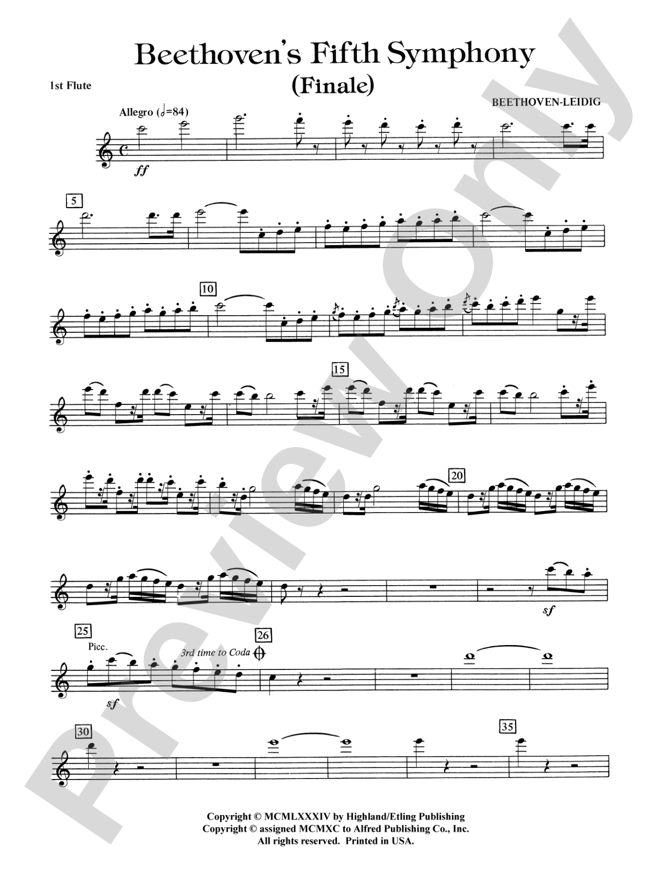 Beethoven's 5th Symphony, Finale: Flute