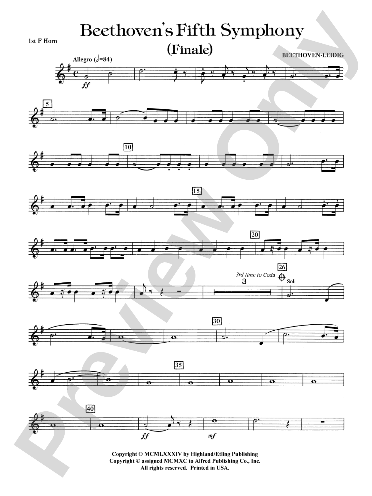 Beethoven's 5th Symphony, Finale: 1st F Horn