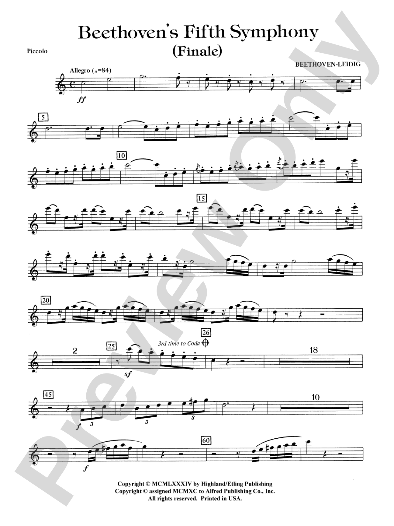 Beethoven's 5th Symphony, Finale: Piccolo
