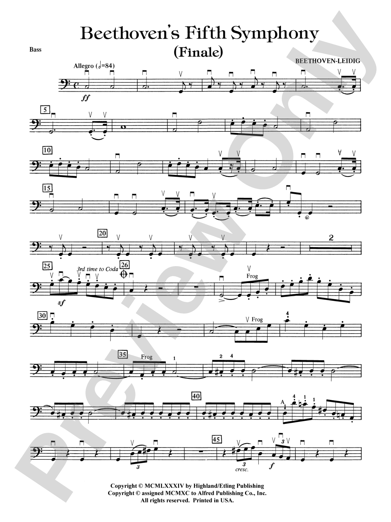 Beethoven's 5th Symphony, Finale: String Bass