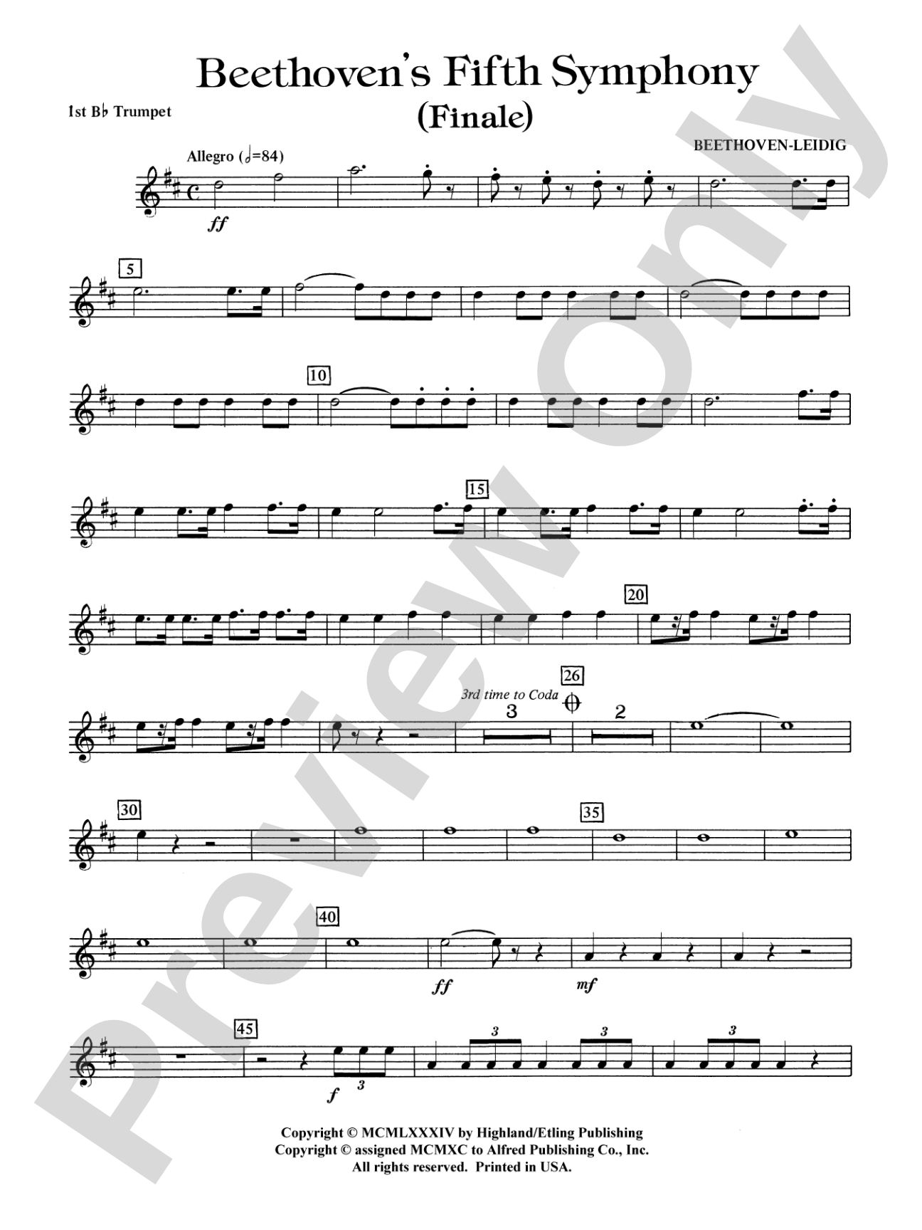 Beethoven's 5th Symphony, Finale: 1st B-flat Trumpet